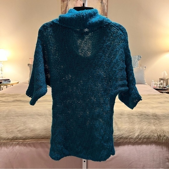 CALVIN KLEIN JEANS Small Teal Green Cowl Turtleneck Loose Knobby Knit Sweater - Picture 8 of 15